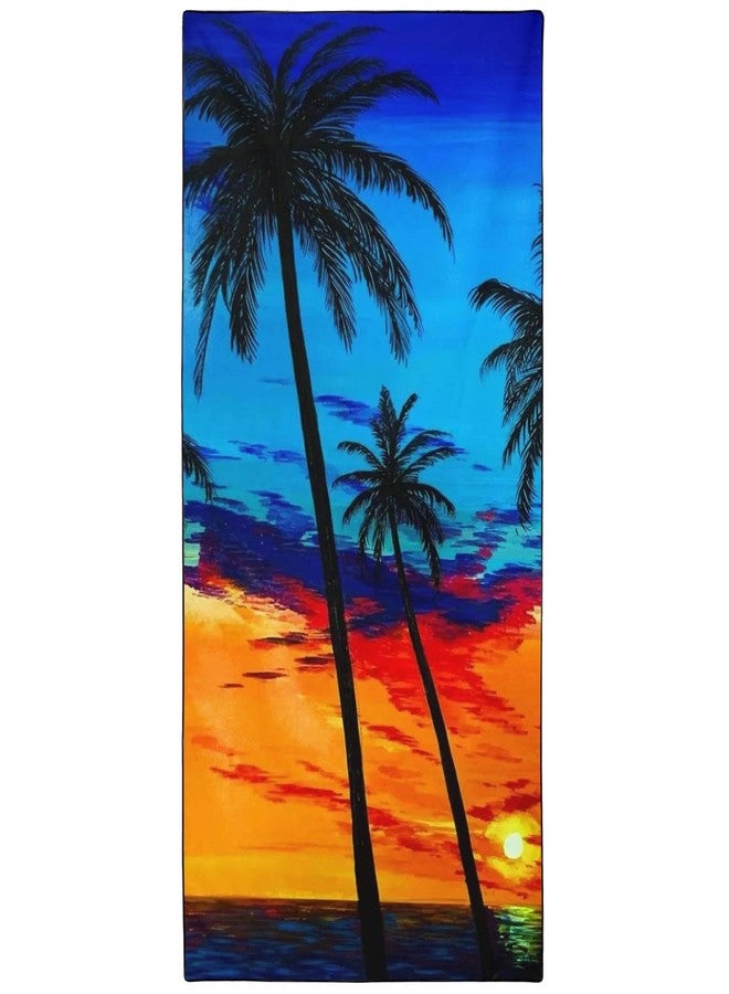 OHTMTHO Oversized Beach Towel Quick Dry Sand Free Lightweight Microfiber Beach Towels for Swim Pool Camping Travel, Colorful Sunset Coconut Palm Trees, 36"x72" - Image 1